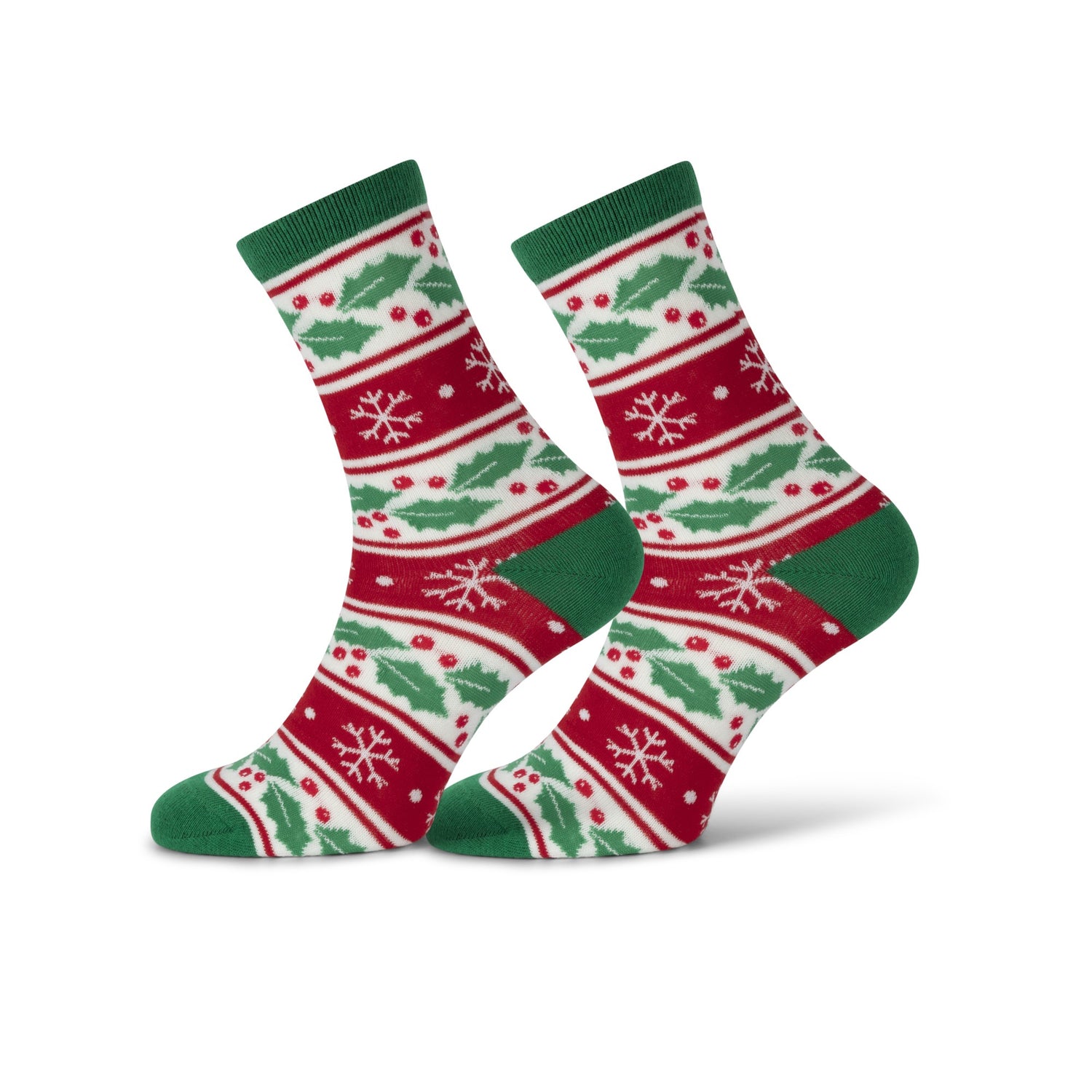 Christmas Socks - Women Size 36-42 - Red Holly leaf