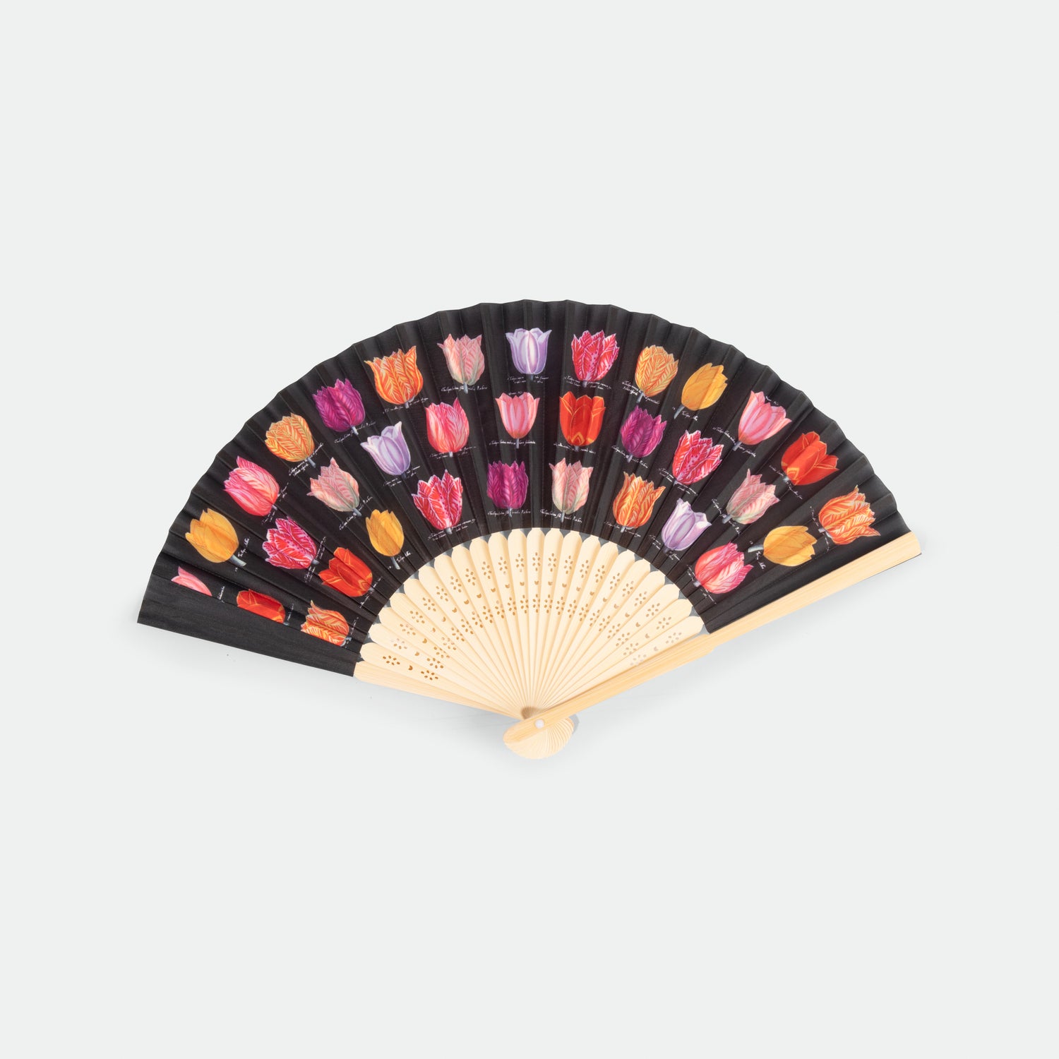 Bamboo fan - Tulips black