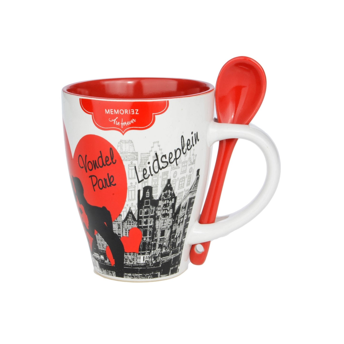 Mug with spoon - Amsterdam - Black and white