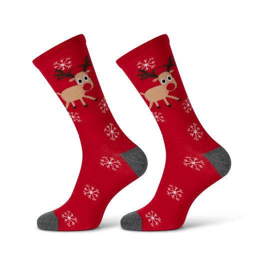 Bob Christmas Socks - Men Size 41-46 - Red Rudolph reindeer