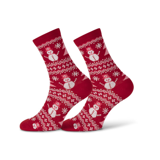 Bob Christmas Socks - Women Size 36-42 - Red Snowmen